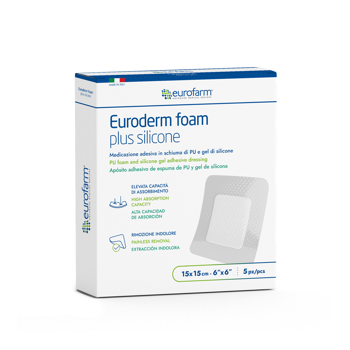 Euroderm foam plus silicone 15x15