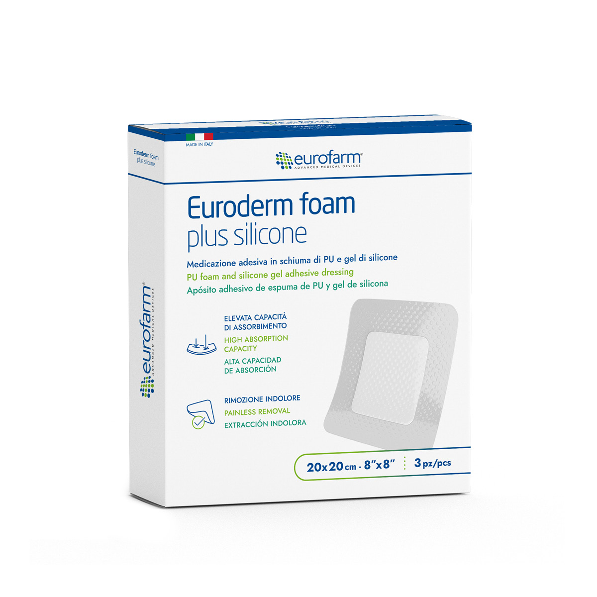 Euroderm foam plus silicone20x20